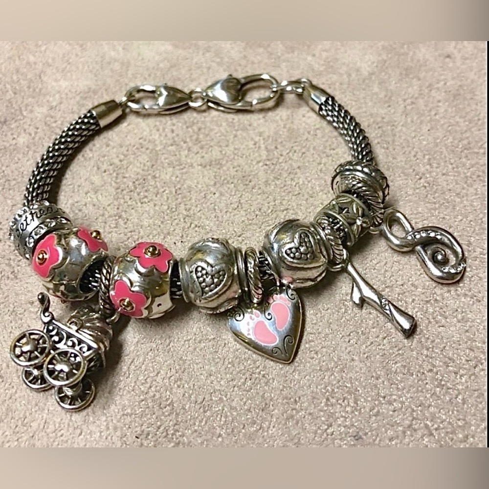Brighton Sweet Pea Stroller charm Wheels w. hearts turn on this baby carriage! - Picture 9 of 9